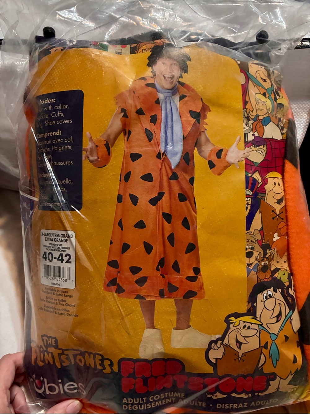 Fred Flintstone Men’s Orange Tunic Costume with Black Spots XL